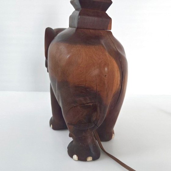 Image 1 of MAGNIFIQUE LAMPE ELEPHANT VINTAGE ART DECO 1940 1950 EN BOIS MASSIF 40S 50S