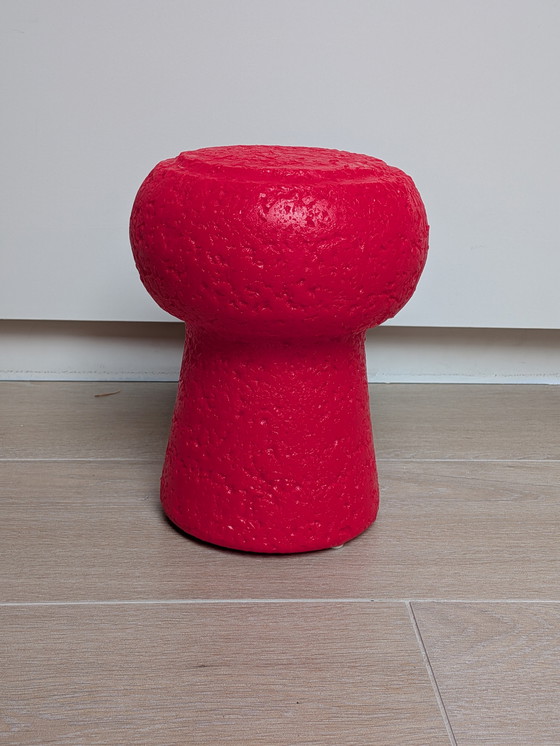 Image 1 of Vintage Francolight 'Petit' Mushroom Lamp - Italian Design - Space Age - 1970s - Red Plastic