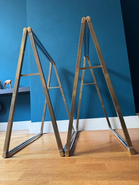 Image 1 of Table à tréteaux en laiton Peter Ghyczy