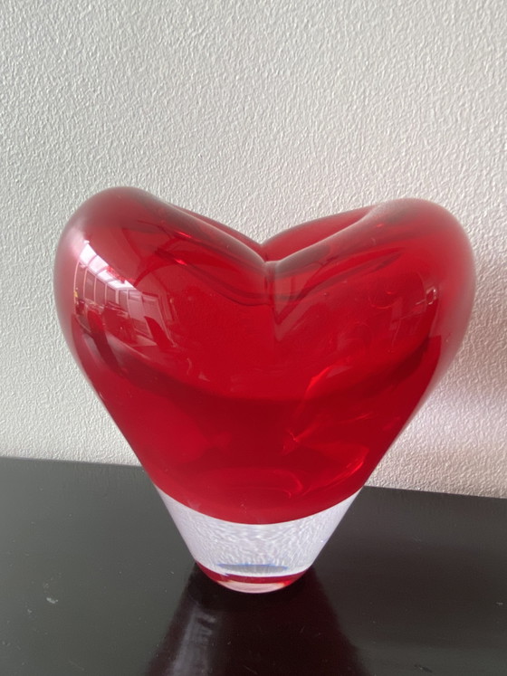 Image 1 of Vintage Murano Red Heart Vase attributed to Salviati Cuoricino Model