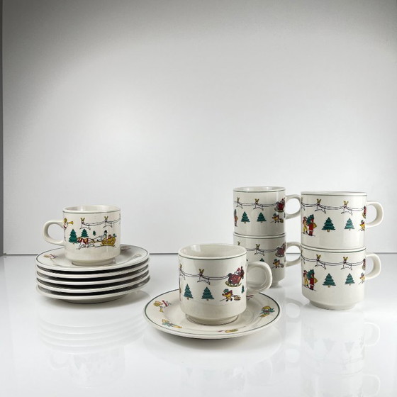Image 1 of Set di tazze da caffè/tè natalizie per 6 persone , 1980