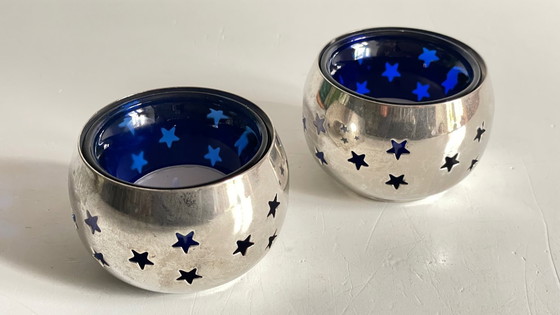 Image 1 of PHOTOPHORES Métal Argenté et Etoiles