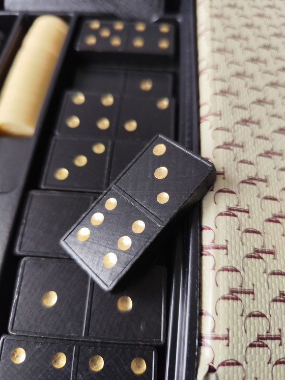 Image 1 of TCC Elegant Game Collection • Luxury Game Box Red/Gold • Chess Checkers Rummy