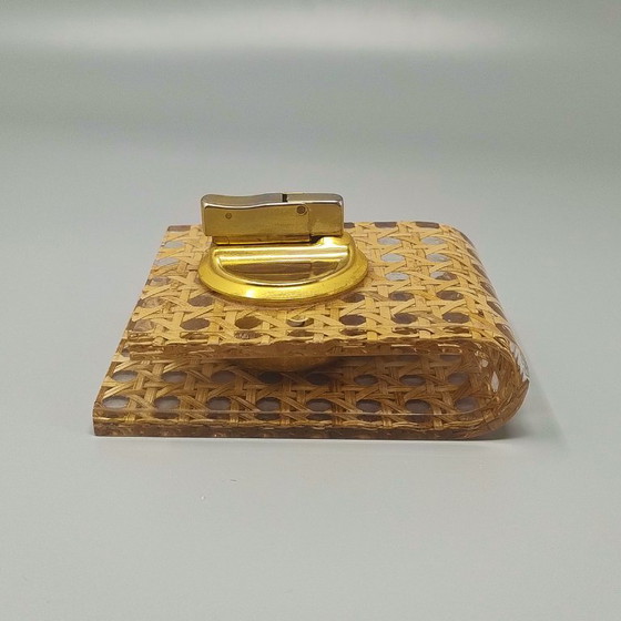 Image 1 of 1970s Stunning Smoking Set in Vienna Straw by Geolel. Made in Italy