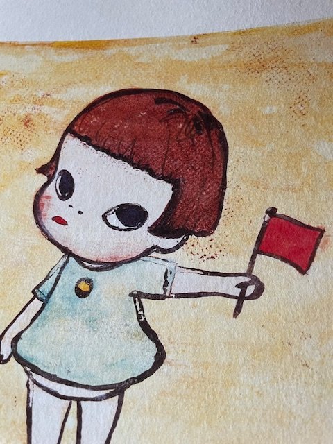 Image 1 of Yoshimoto Nara, Mädchen Mit Den Winkerflaggen, 1996, Copyright Yoshimoto Nara 2002, Impreso en Alemania