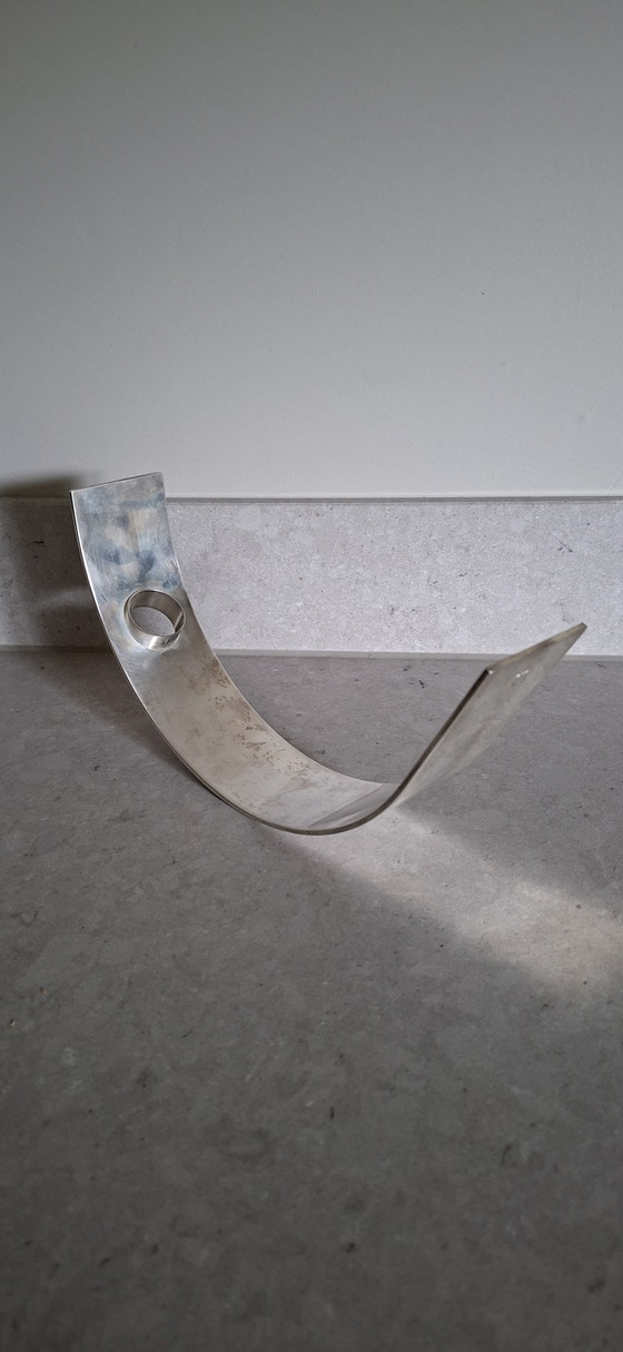 Vintage Franse Verzilverde Wijnflessenhouder - Monarch - Poinçon 90 (ca. 1950-1970) – Wijnrek, Silver (photo 7 of 12)
