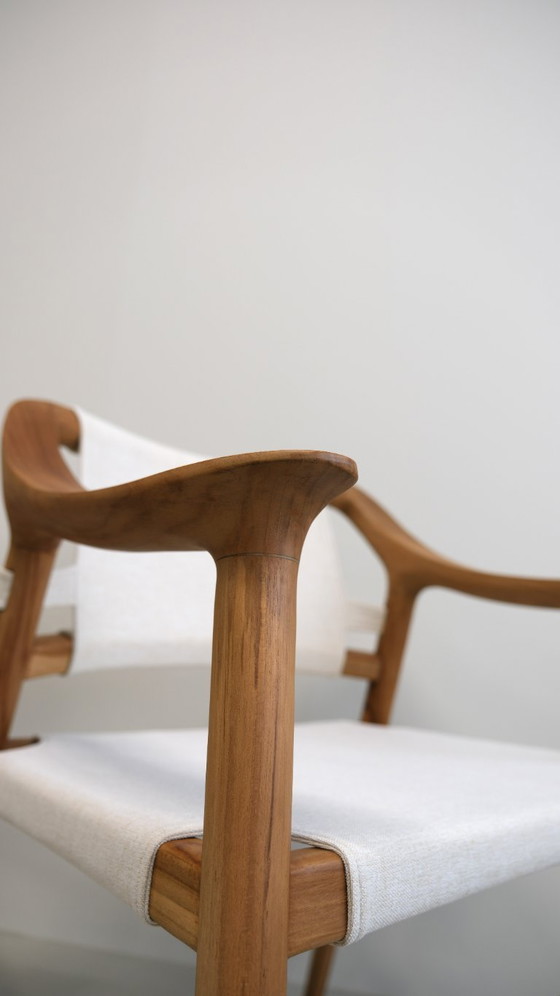 Image 1 of Set of 6 - Solid teak dining chairs - handmade design