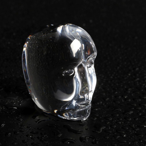 Skandinavischer Kunstglaskopf / Kristall „Brains“ Miniatur von Bertil Vallien für Kosta Boda / Schweden / 1980er Jahre