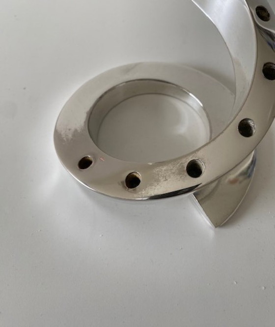 Image 1 of Dansk Designs Bertil Vallien chrome-plated modernist "Spiral" candlestick