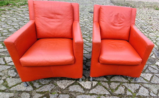 2 Leolux Paian Fauteuils Oranje 