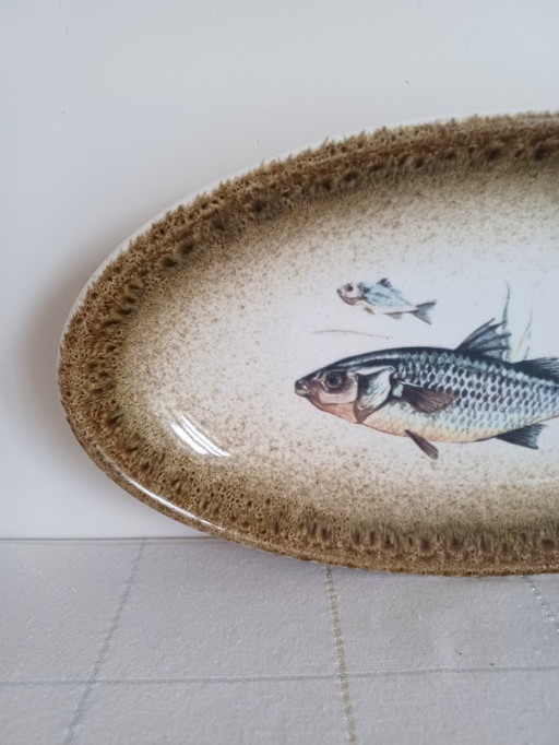 Ceramica V.A.R.M. - Italië jaren '90 - 6 handgedecoreerde ovalen borden - vismotief