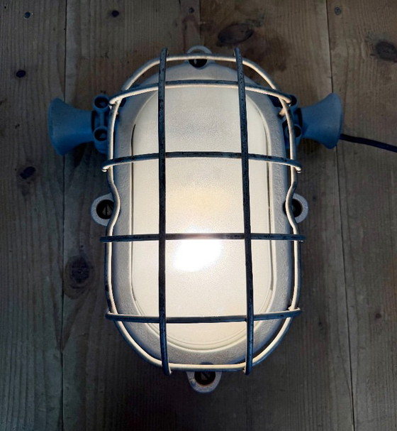 Grijze industriële gietijzeren Wandlamp van Elektrosvit, jaren 60, Wandlampen, Metaal, Glas, Vintage (foto 14 van 14)