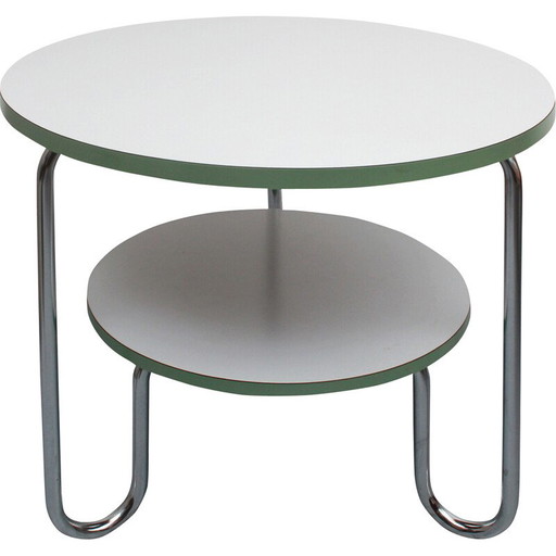 Mesa de centro vintage Art Déco en cromo y fórmica, años 30