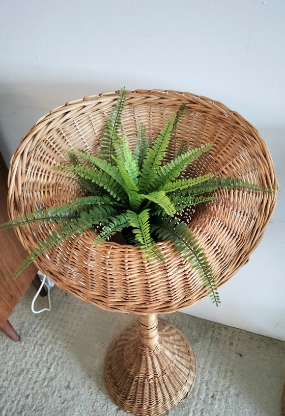 Image 1 of Vintage wicker 1960s plant stand, 103 cm high