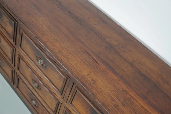 Image 1 of Armoire d'apothicaire/classeur ancienne en chêne et bois fruitier français, début du XXe siècle