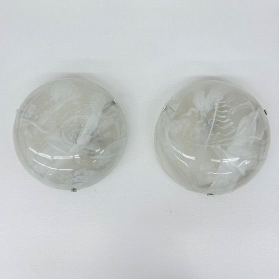 Image 1 of Paire d'encastrés hillebrand en verre de Murano, 1970