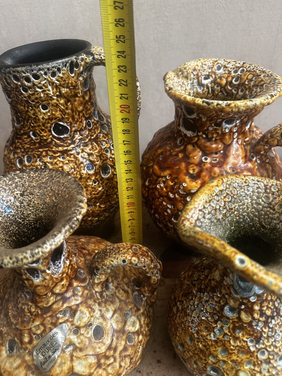 Image 1 of 4 60s Decorative Pitchers / Jugs - Honey Glazed Ceramic