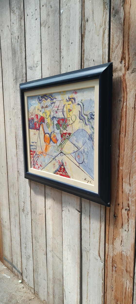 Image 1 of Artista belga Ludo Huys nello stile di Picasso, olio su tela, dipinto degli anni '90