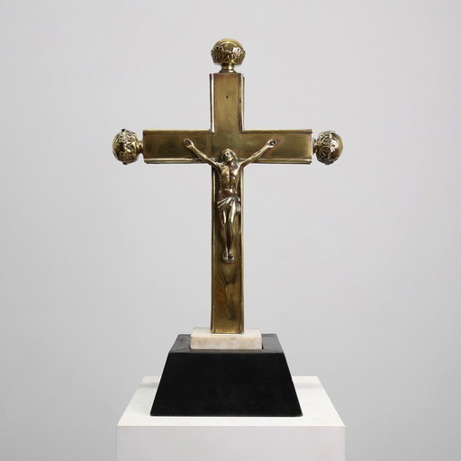 Belgian Processional Crucifix on Pedestal, 16th Century