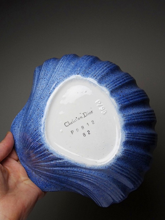Image 1 of Rare large vintage 80s Christian Dior ceramic scallop shell trinket tray