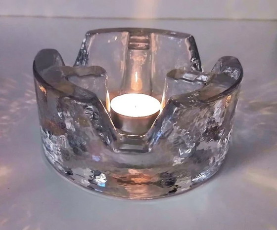 Vintage Georgshütte Rechaud / Pedestal / Tea Light Holder / Fire and Ice Glass, Candle holders, Transparent (photo 3 of 8)