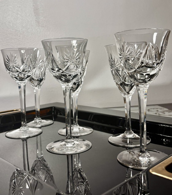 Image 1 of 6 Kristallgläser, wahrscheinlich von Saint Louis oder VSL hergestellt