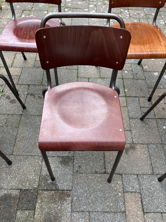 Set von 6 Gispen Stühlen – Esszimmerstühle, Wood, Metal (photo 4 of 10)