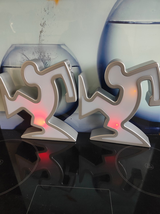 Image 1 of La Linea - Lamp after Osvaldo Cavandoli, Keith Haring - Set 2 Pieces 1990