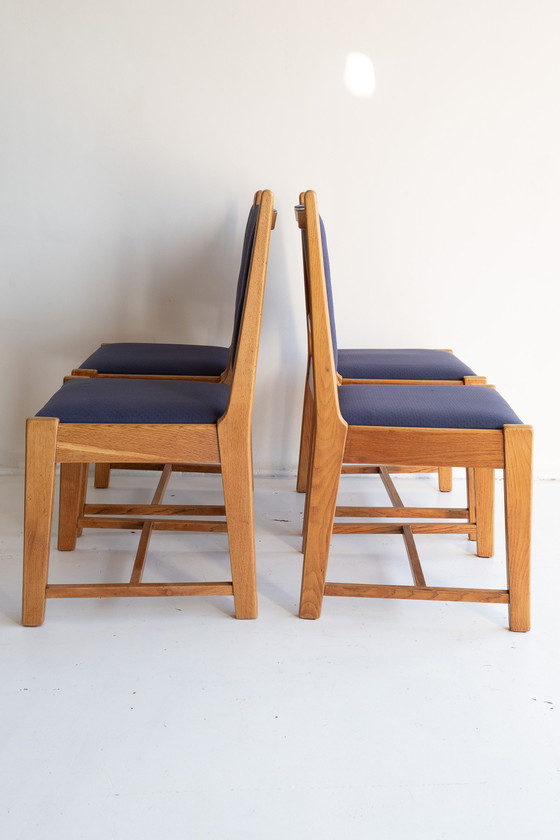 Image 1 of 4X Vintage Cobalt Blue Dining Chairs