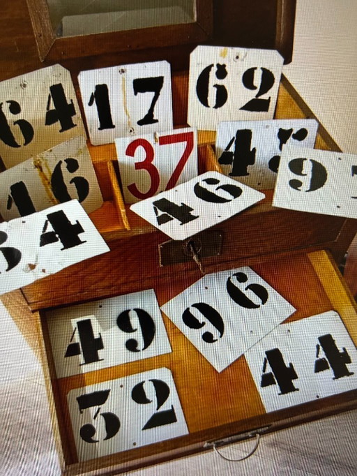 House numbers, Vintage '60s, '70s, and '80s metal with coating. Patina: yes