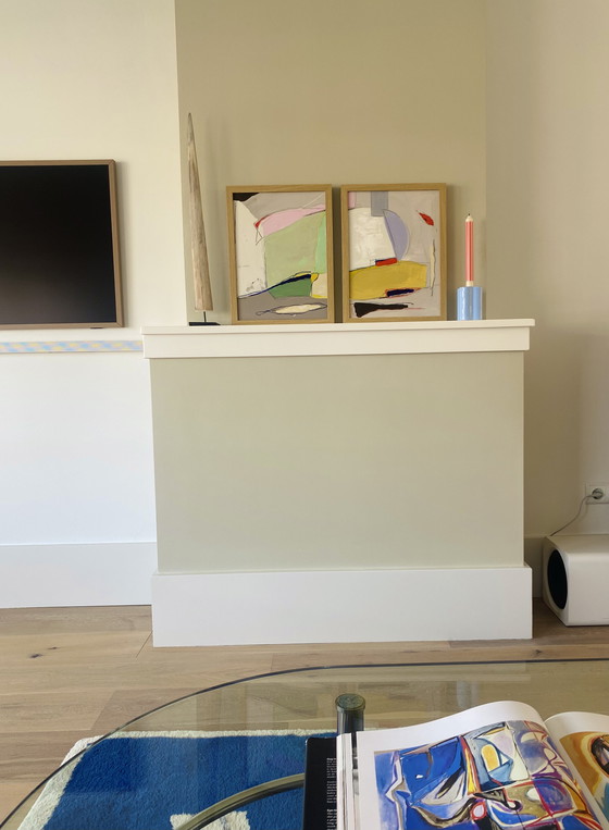 Image 1 of Diptych Abstract Paintings 30 x 40 Including Frame