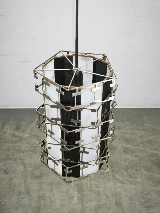 Image 1 of Lampada a sospensione geometrica ceca in cromo, metà del XX secolo, anni '60