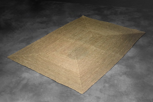 Vintage Indian Brown Flatwoven Jute Rug, 1970s