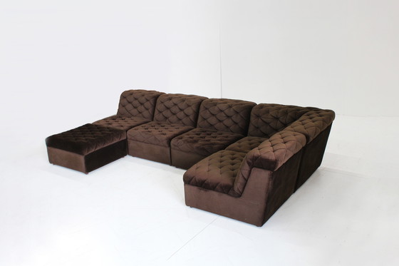 Image 1 of Vintage modular elements sofa velour brown 1970s