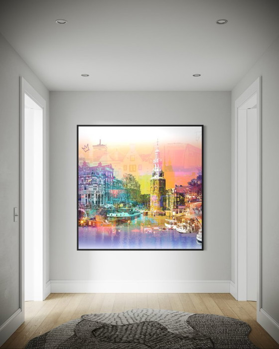 Image 1 of Farben von Amsterdam – Kunstwerk auf Dibond – 73 x 73 cm