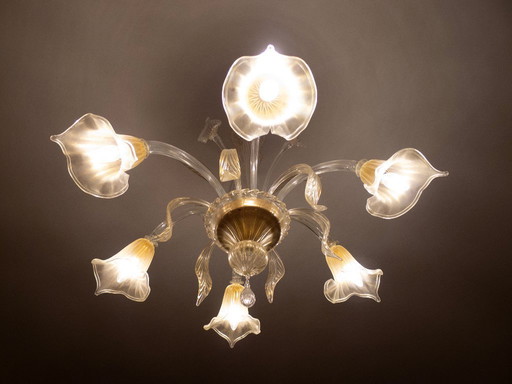 Murano glass chandelier, chandelier 6-flame