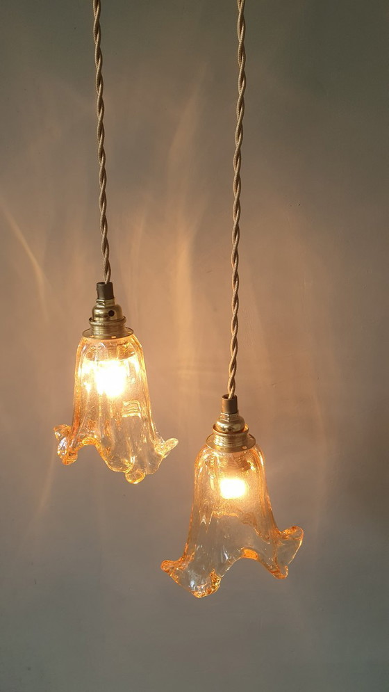 Image 1 of Ensemble de 2 suspensions vintage de Murano - Italie - Milieu du XXe siècle