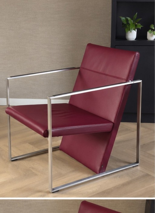 Arco Spine Design Sessel – Bordeauxrotes Leder mit Chromgestell