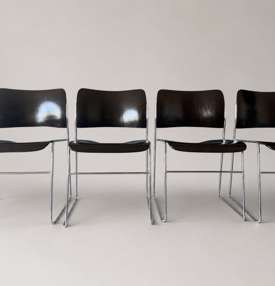 Image 1 of 5x Howe 40/4 stoelen – David Rowlan, Donker Bruin, Hout