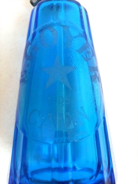 Cobalt Blue Seltzer Water Siphon Bottle Height 34 cm – Decorative Objects, Glass, Metal (photo 4 of 12)
