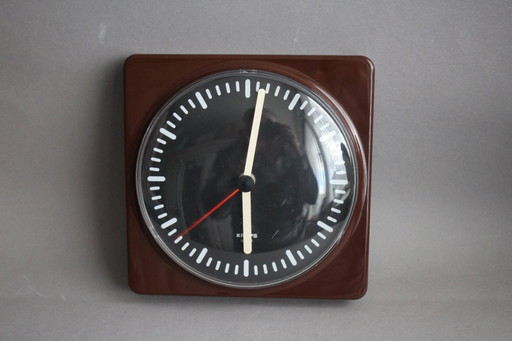 Krups Uhr Nr. 18732 Küchenuhr Wanduhr braun quadratisch Vintage Space Age 60/70iger Jahre