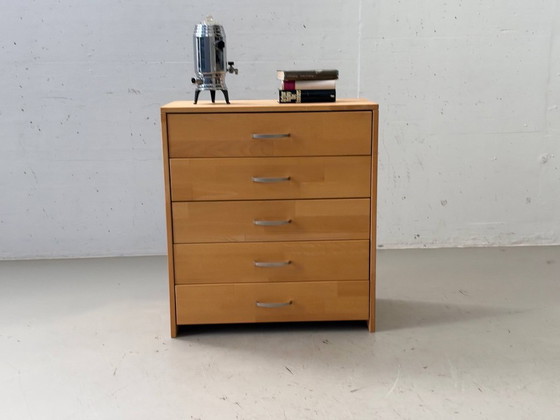 Solid Wood Chest of Drawers – 5 Drawers, Beech Look (photo 4 of 14)