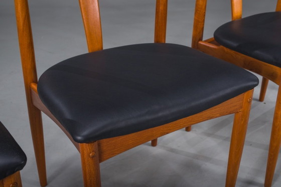 Image 1 of Juliane Dining Chairs in Teak and Black Leather by Johannes Andersen for Uldum Møbelfabrik, Denmark, 1960s, Set of 6