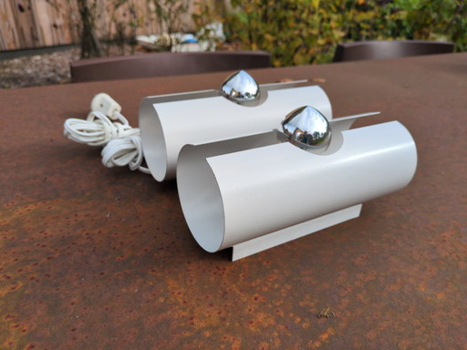 2 appliques murales rétro vintage blanches années 70