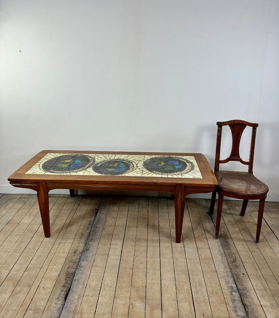 Image 1 of Tavolino da caffè in teak e terracotta lavica di J. Belarti, 1960