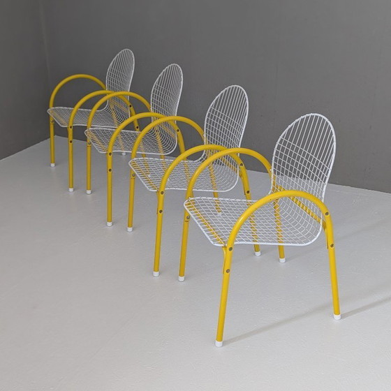Image 1 of Chaises de jardin italiennes postmodernes en métal grillagé par EMU, années 1980