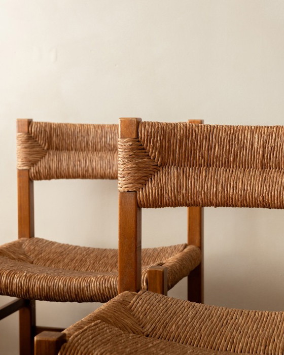 French Mid-Century Wood and Rush Dining Chairs, 1960s, Set of 6, Beige (photo 3 of 22)