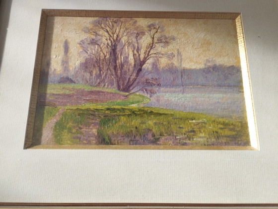 Image 1 of Henri ROSIER, Ponds of Ville d'Avray. Framed oil on paper.