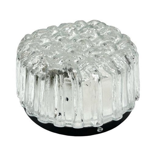 Hillebrand Leuchten 5222 Plafond Weave IJsglas Duitsland jaren 70