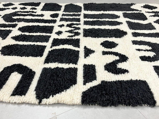 Image 1 of Tapis en laine marocain blanc noire Marrakech 250cmx150